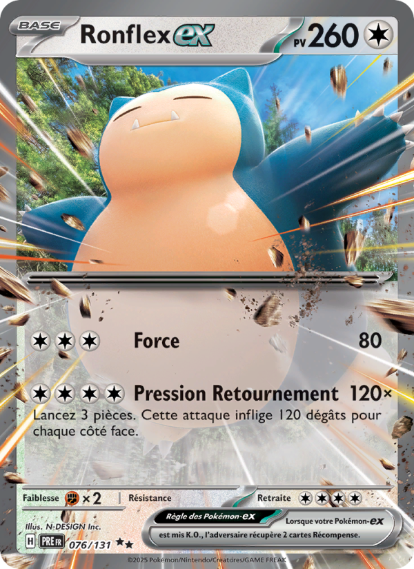 Ronflex-ex 076 — Prismatische Entwicklungen (French Pokémon TCG card)