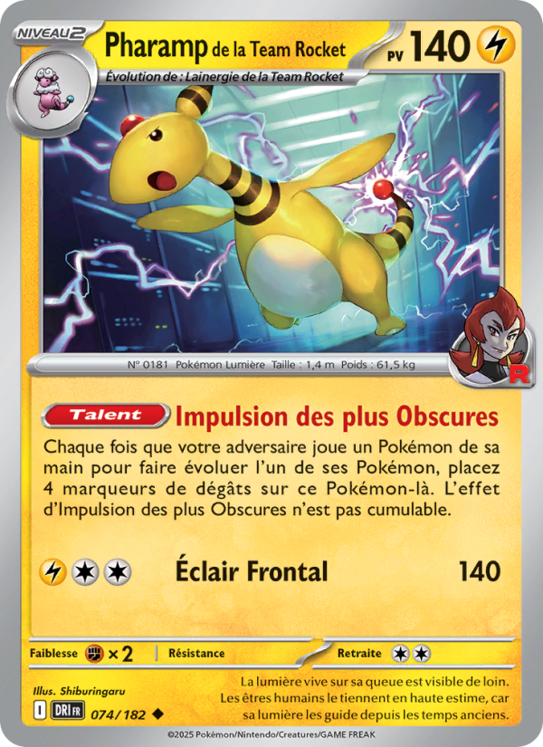 Pharamp de la Team Rocket 074 — Destined Rivals (French Pokémon TCG card)