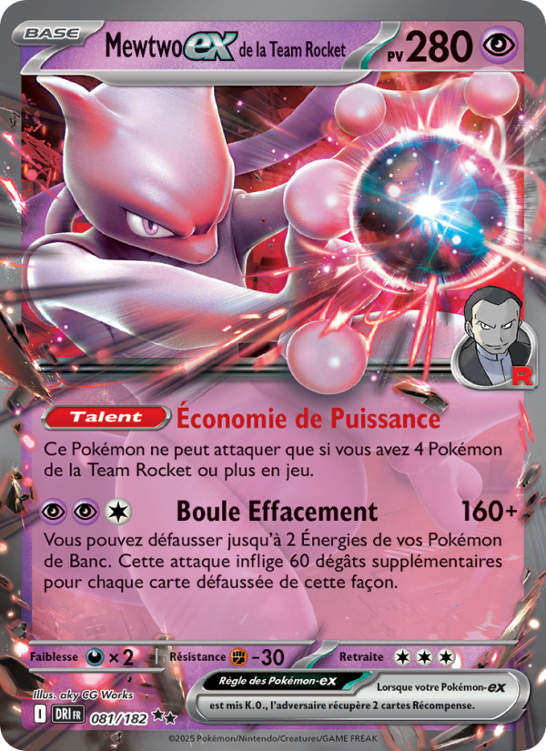 Mewtwo-ex de la Team Rocket 081 — Destined Rivals (French Pokémon TCG card)