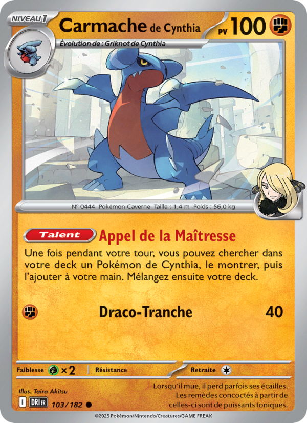 Carmache de Cynthia 103 — Destined Rivals (French Pokémon TCG card)