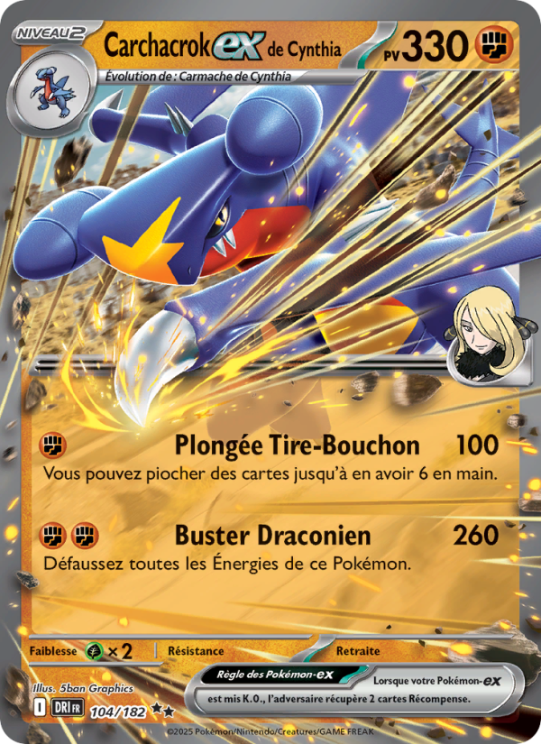 Carchacrok-ex de Cynthia 104 — Destined Rivals (French Pokémon TCG card)