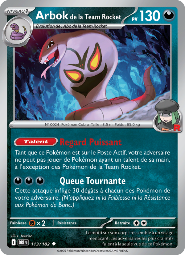 Arbok de la Team Rocket 113 — Destined Rivals (French Pokémon TCG card)