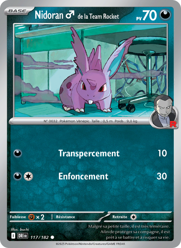 Nidoran♂ de la Team Rocket 117 — Destined Rivals (French Pokémon TCG card)