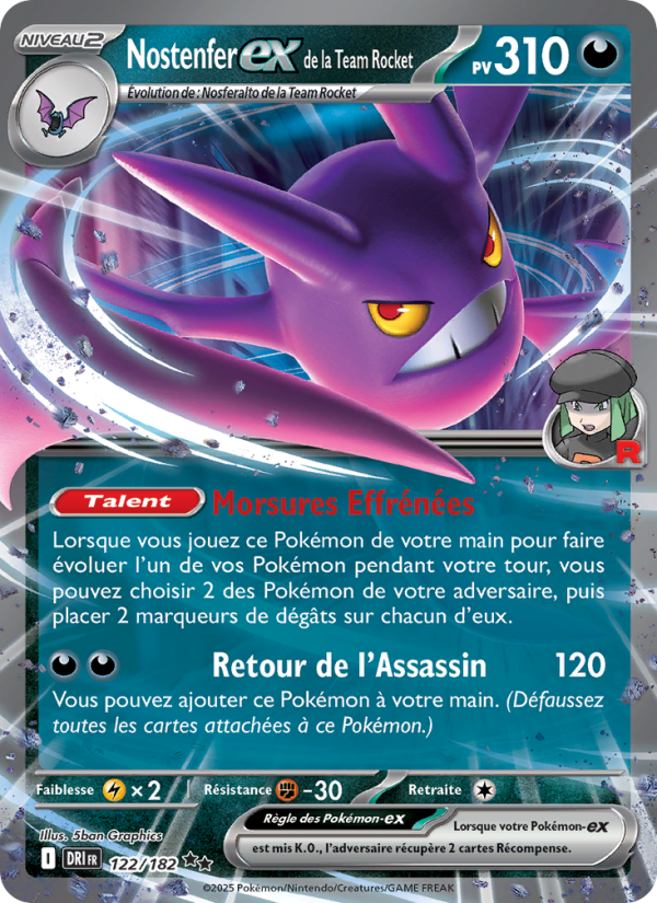 Nostenfer-ex de la Team Rocket 122 — Destined Rivals (French Pokémon TCG card)