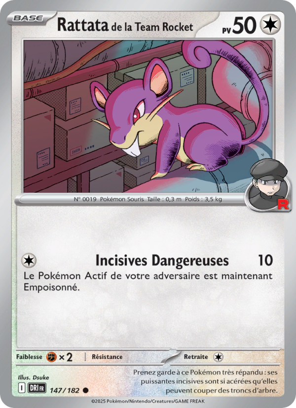 Rattata de la Team Rocket 147 — Destined Rivals (French Pokémon TCG card)