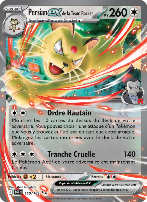 Persian-ex de la Team Rocket 150 — Destined Rivals (French Pokémon TCG card)