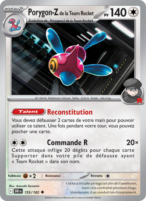 Porygon-Z de la Team Rocket 155 — Destined Rivals (French Pokémon TCG card)