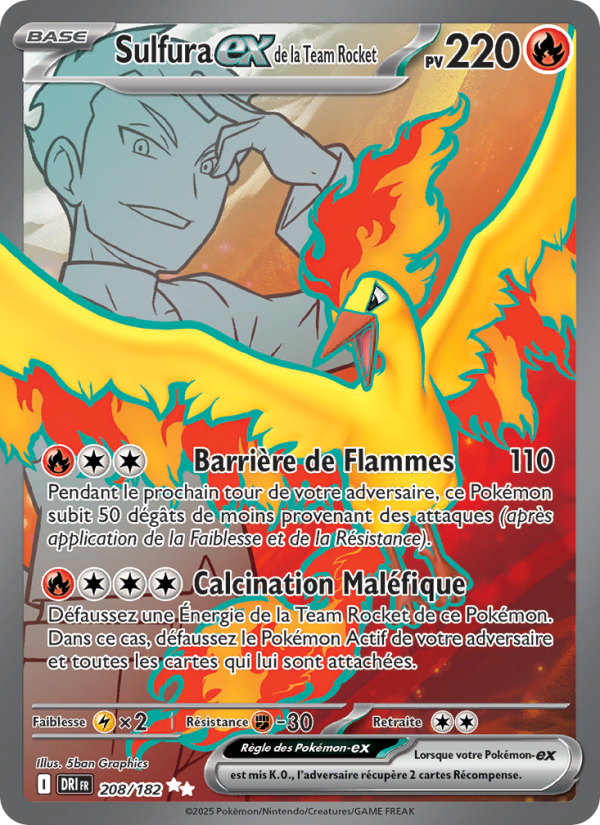 Sulfura-ex de la Team Rocket 208 — Destined Rivals (French Pokémon TCG card)