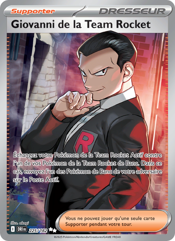Giovanni de la Team Rocket 225 — Destined Rivals (French Pokémon TCG card)