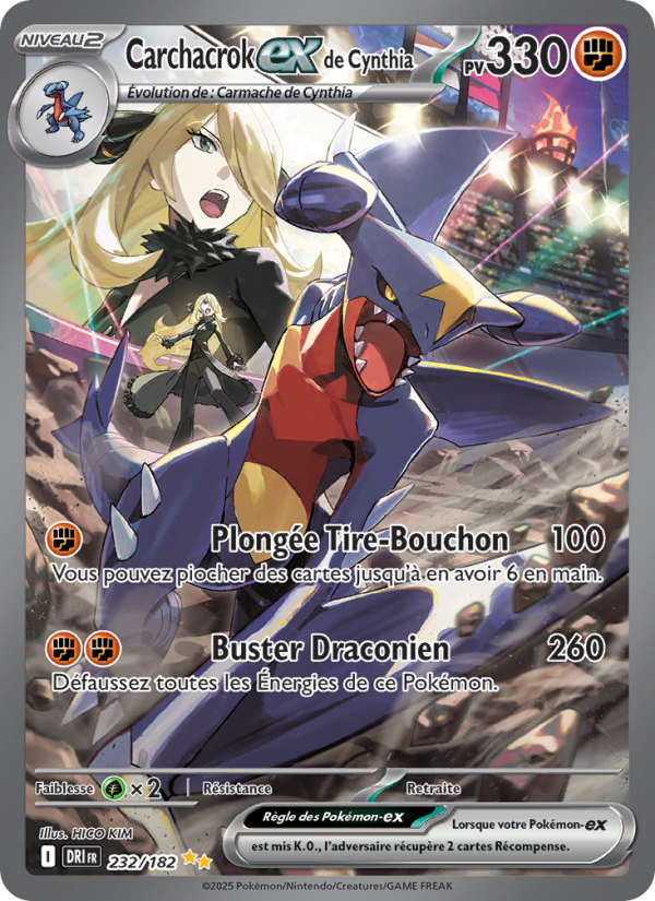 Carchacrok-ex de Cynthia 232 — Destined Rivals (French Pokémon TCG card)