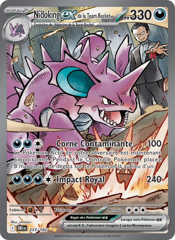 Nidoking-ex de la Team Rocket 233 — Destined Rivals (French Pokémon TCG card)