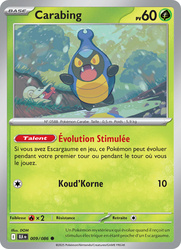 Carabing 009 — Schwarze Blitze (French Pokémon TCG card)