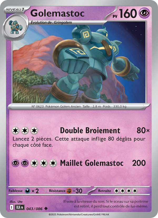 Golemastoc 043 — Schwarze Blitze (French Pokémon TCG card)