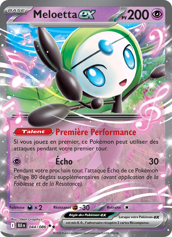 Meloetta-ex 044 — Schwarze Blitze (French Pokémon TCG card)