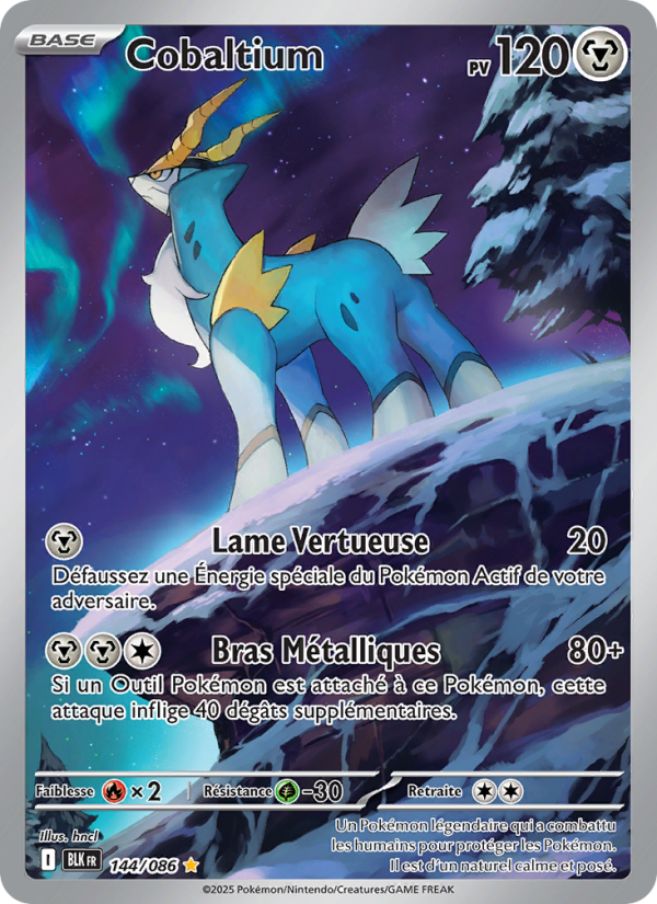 Cobaltium 144 — Schwarze Blitze (French Pokémon TCG card)