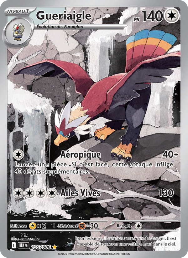 Gueriaigle 155 — Schwarze Blitze (French Pokémon TCG card)