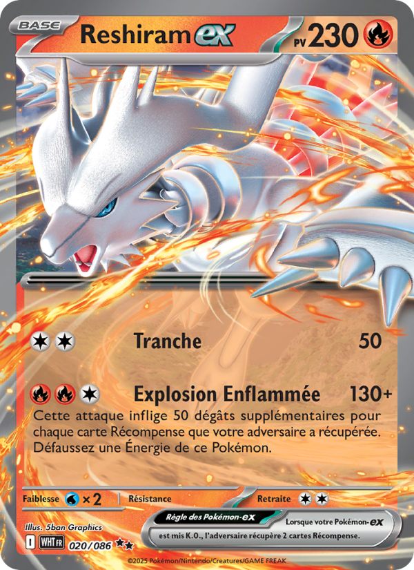 Reshiram-ex 020 — Weiße Flammen (French Pokémon TCG card)
