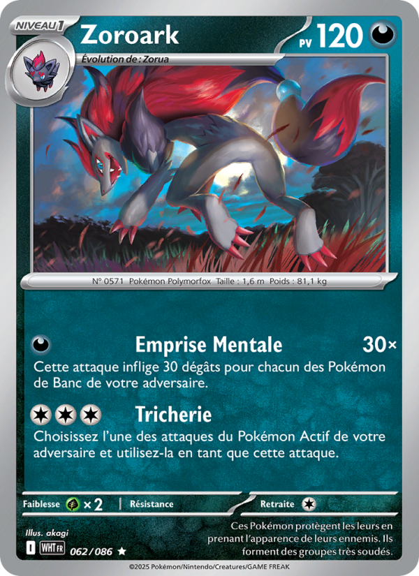 Zoroark 062 — Weiße Flammen (French Pokémon TCG card)