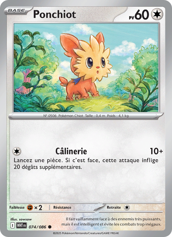 Ponchiot 074 — Weiße Flammen (French Pokémon TCG card)