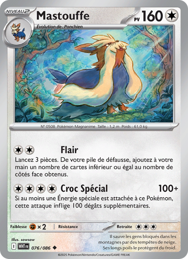 Mastouffe 076 — Weiße Flammen (French Pokémon TCG card)