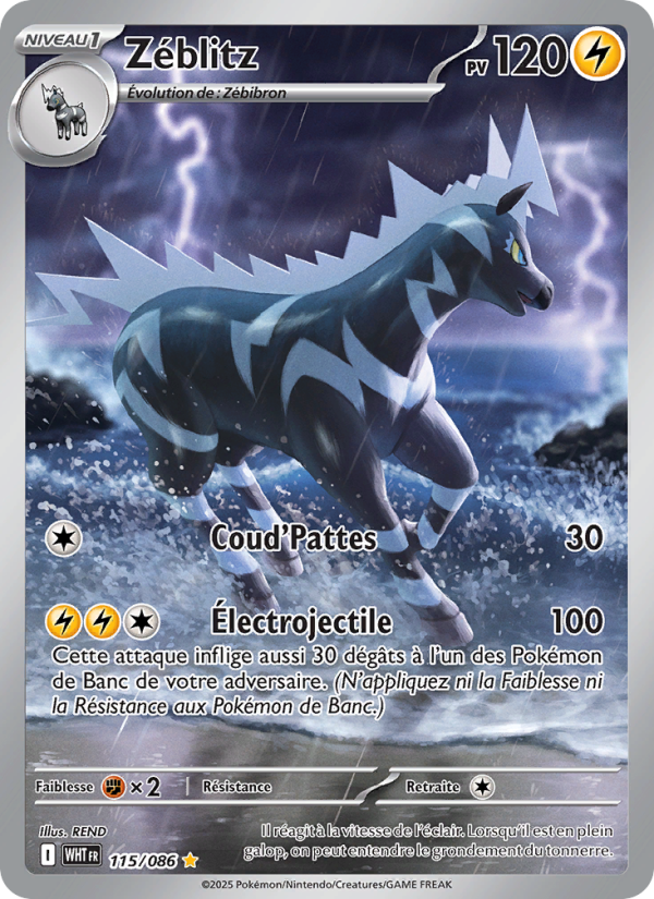 Zéblitz 115 — Weiße Flammen (French Pokémon TCG card)