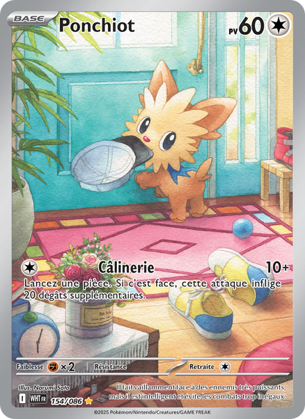 Ponchiot 154 — Weiße Flammen (French Pokémon TCG card)