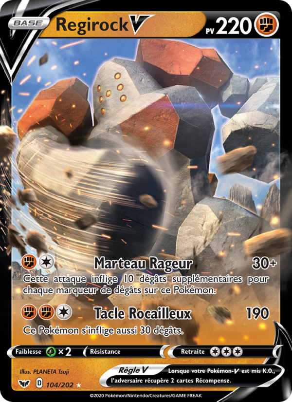 Regirock V 104 — Sword & Shield (French Pokémon TCG card)