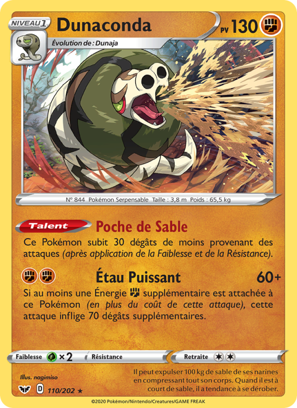 Dunaconda 110 — Sword & Shield (French Pokémon TCG card)
