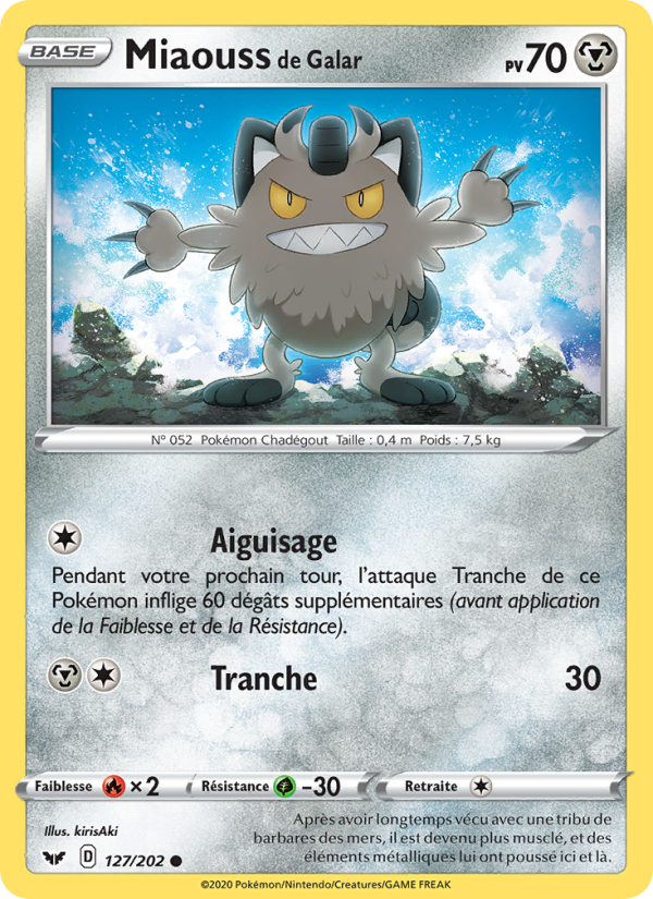 Miaouss de Galar 127 — Sword & Shield (French Pokémon TCG card)