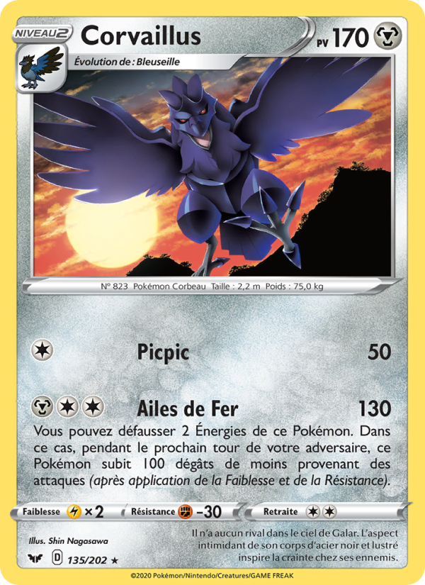 Corvaillus 135 — Sword & Shield (French Pokémon TCG card)