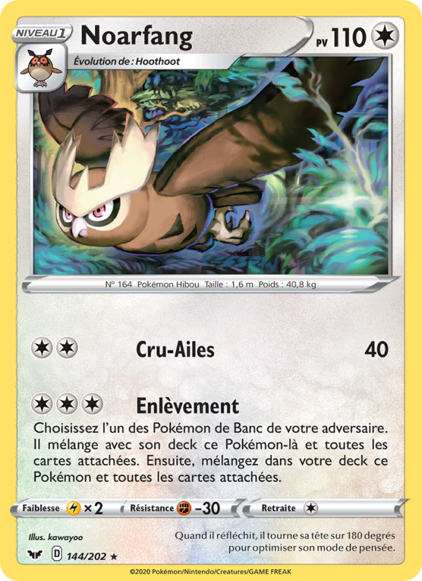 Noarfang 144 — Sword & Shield (French Pokémon TCG card)