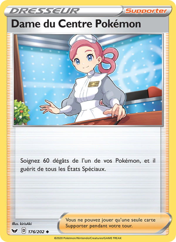 Dame du Centre Pokémon 176 — Sword & Shield (French Pokémon TCG card)