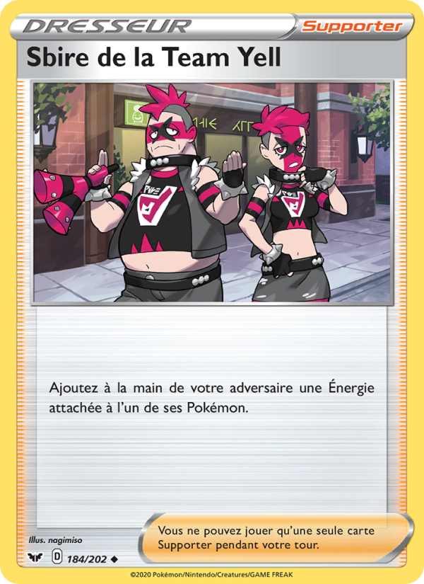 Sbire de la Team Yell 184 — Sword & Shield (French Pokémon TCG card)