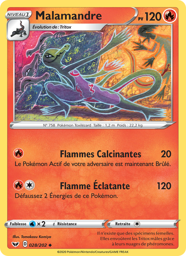 Malamandre 28 — Sword & Shield (French Pokémon TCG card)