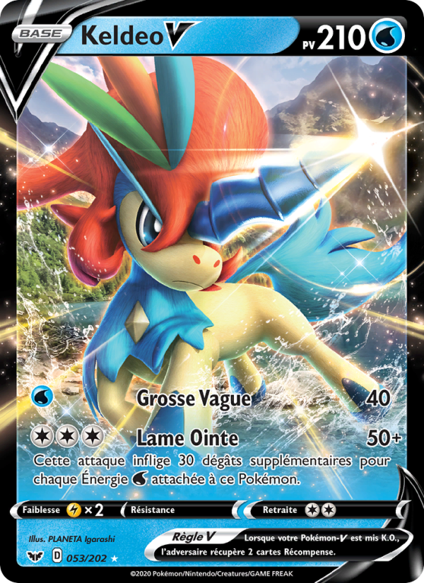Keldeo V 53 — Sword & Shield (French Pokémon TCG card)