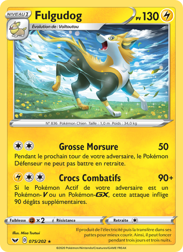 Fulgudog 75 — Sword & Shield (French Pokémon TCG card)