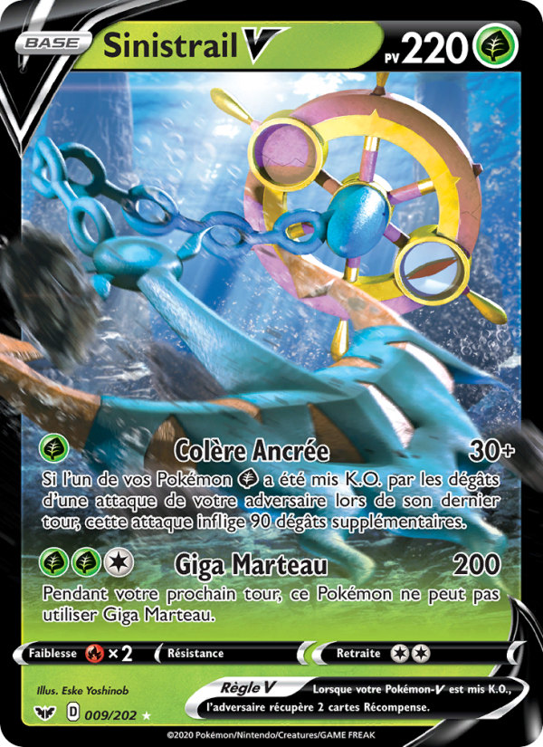 Sinistrail V 9 — Sword & Shield (French Pokémon TCG card)