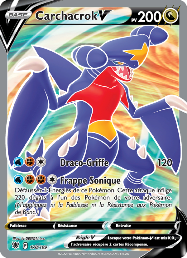Carchacrok V 178 — Astral Radiance (French Pokémon TCG card)