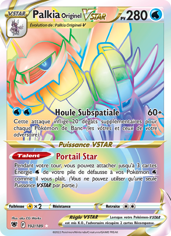 Palkia Originel VSTAR 192 — Astral Radiance (French Pokémon TCG card)