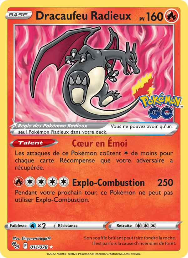 Dracaufeu Radieux 011 — Pokémon GO (French Pokémon TCG card)