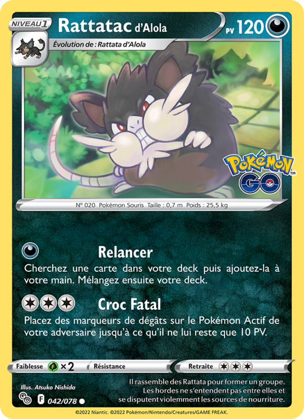 Rattatac d'Alola 042 — Pokémon GO (French Pokémon TCG card)