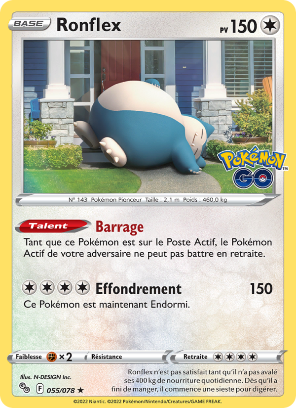 Ronflex 055 — Pokémon GO (French Pokémon TCG card)