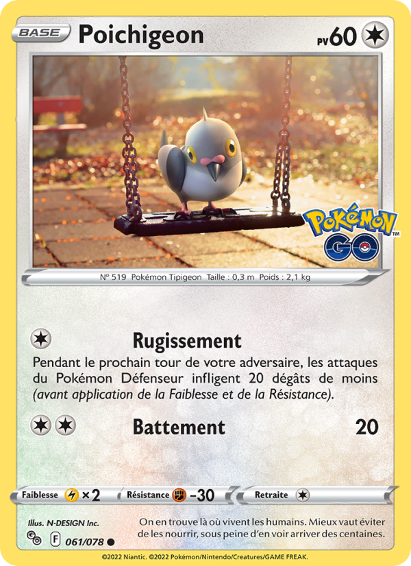 Poichigeon 061 — Pokémon GO (French Pokémon TCG card)