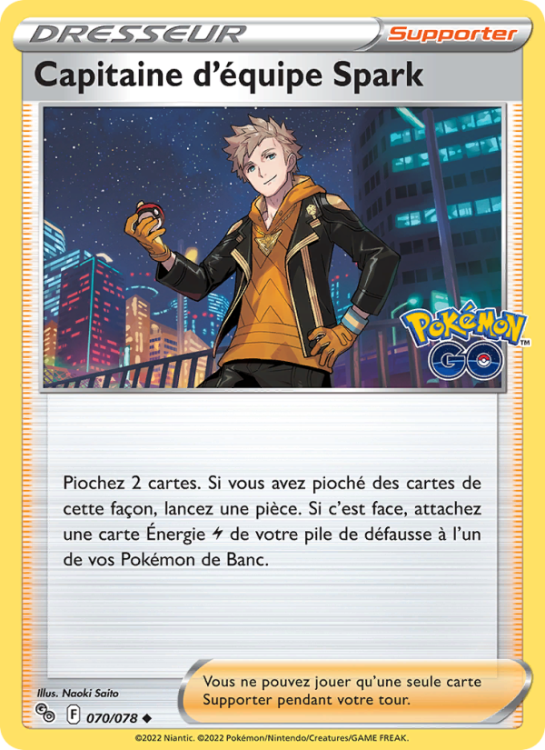 Capitaine d'équipe Spark 070 — Pokémon GO (French Pokémon TCG card)