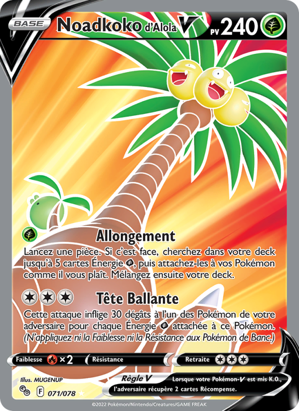 Noadkoko d'Alola V 071 — Pokémon GO (French Pokémon TCG card)