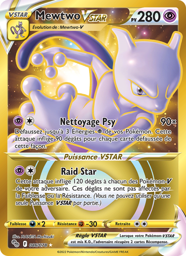 Mewtwo VSTAR 086 — Pokémon GO (French Pokémon TCG card)