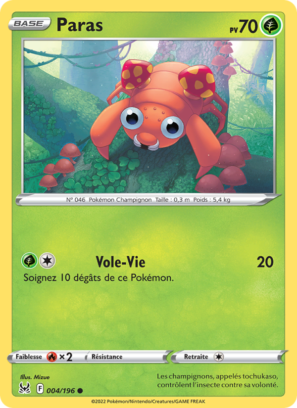 Paras 004 — Lost Origin (French Pokémon TCG card)