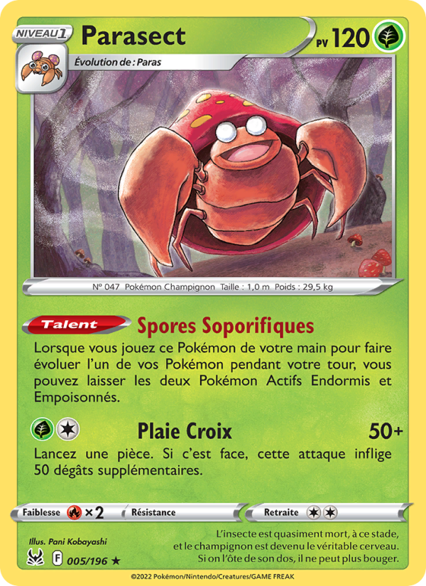 Parasect 005 — Lost Origin (French Pokémon TCG card)