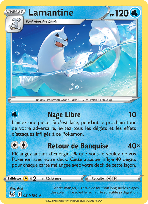 Lamantine 034 — Lost Origin (French Pokémon TCG card)