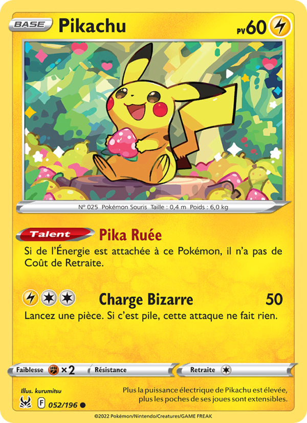 Pikachu 052 — Lost Origin (French Pokémon TCG card)